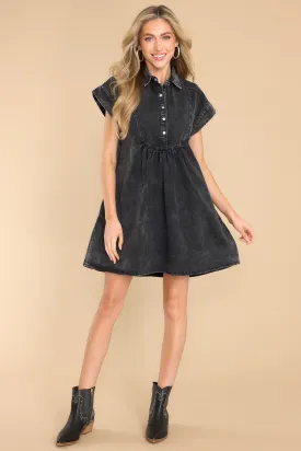 Achieve Greatness Black Denim Dress