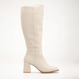 Adele - Beige Knee High Boots