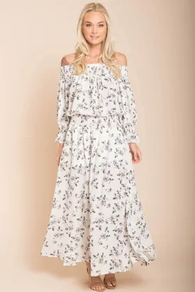 Aiyana High Slit Floral Maxi Dress White