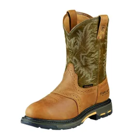 Ariat Men"s 10" Workhog Pull-On H20 WP Work Boots - Aged Bark/Army Green 10008633