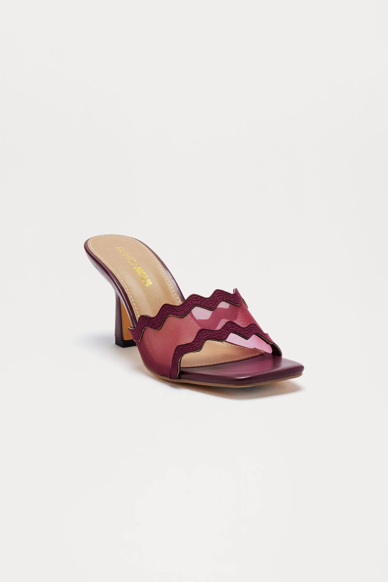 Austine Mesh Mules - Burgundy