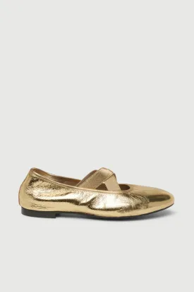 Bettina Ballet Flats in Gold Leather