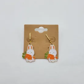 Bunny with Carrot Clip On Earrings