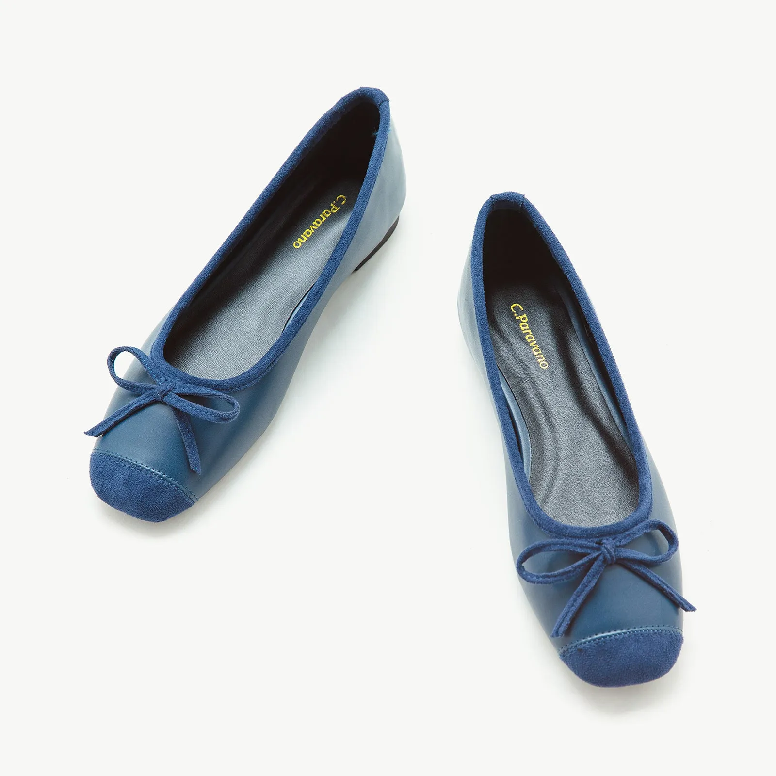 Cap-Toe Ballet Flats (Elena) Navy