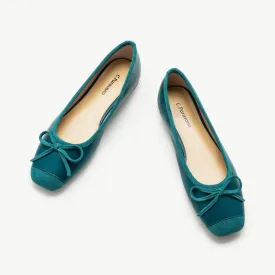 Cap-Toe Ballet Flats (Elena) Peacock Blue