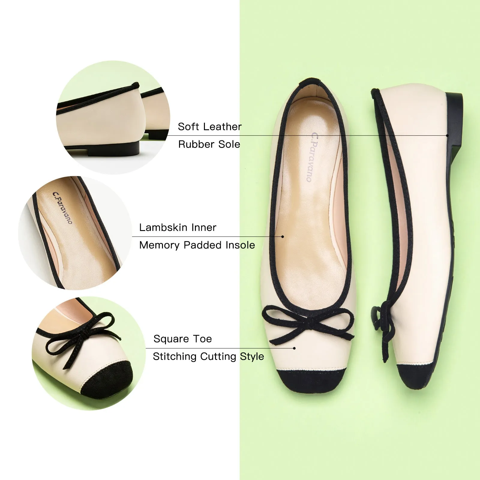 Cap-Toe Ballet Flats (Elena)