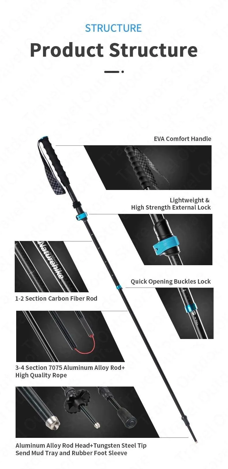 carbon fibre hiking pole