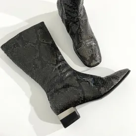 Chanel Grey Snakeskin Boots