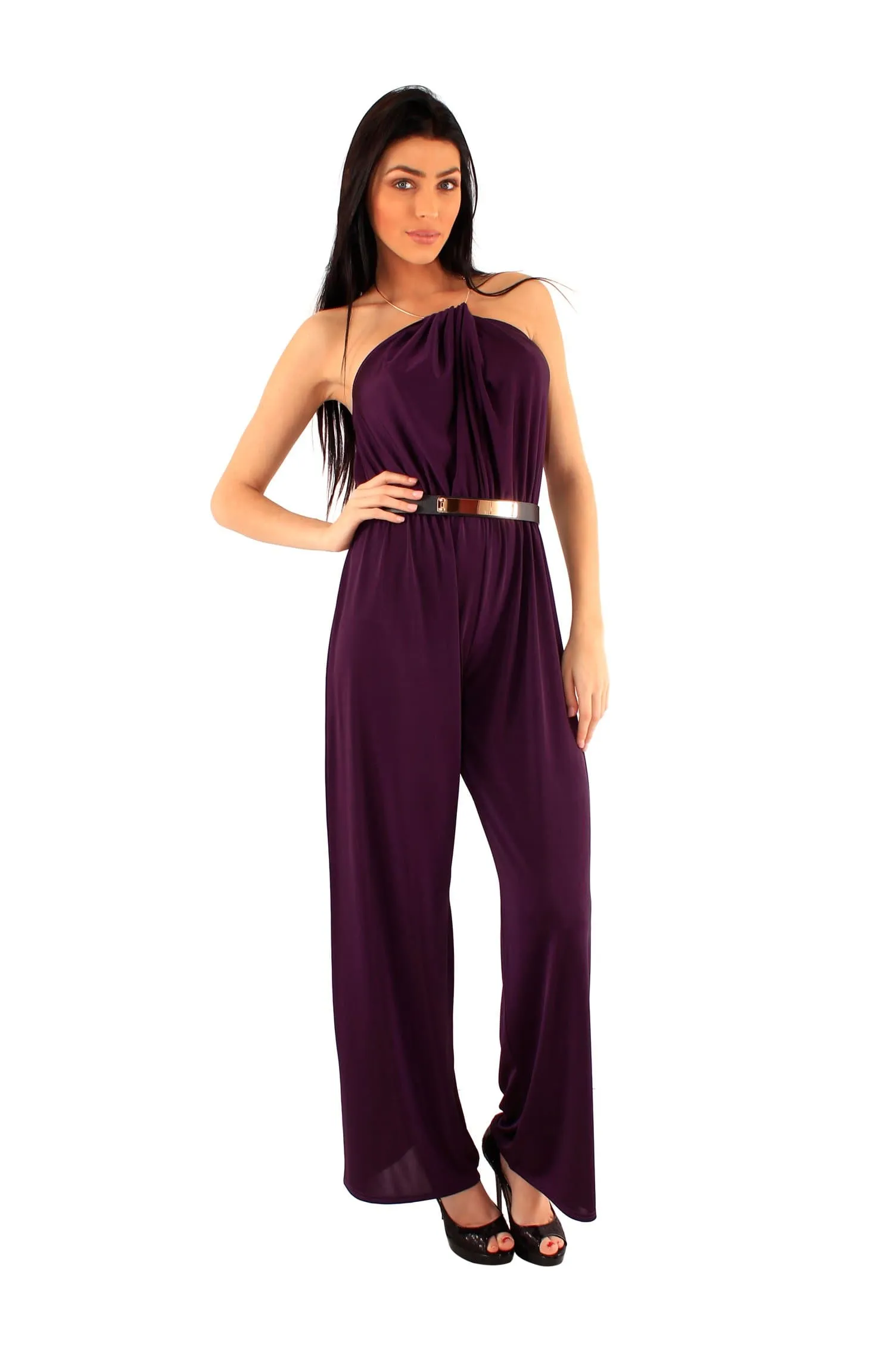 Choker Neck Jumpsuit with Belt