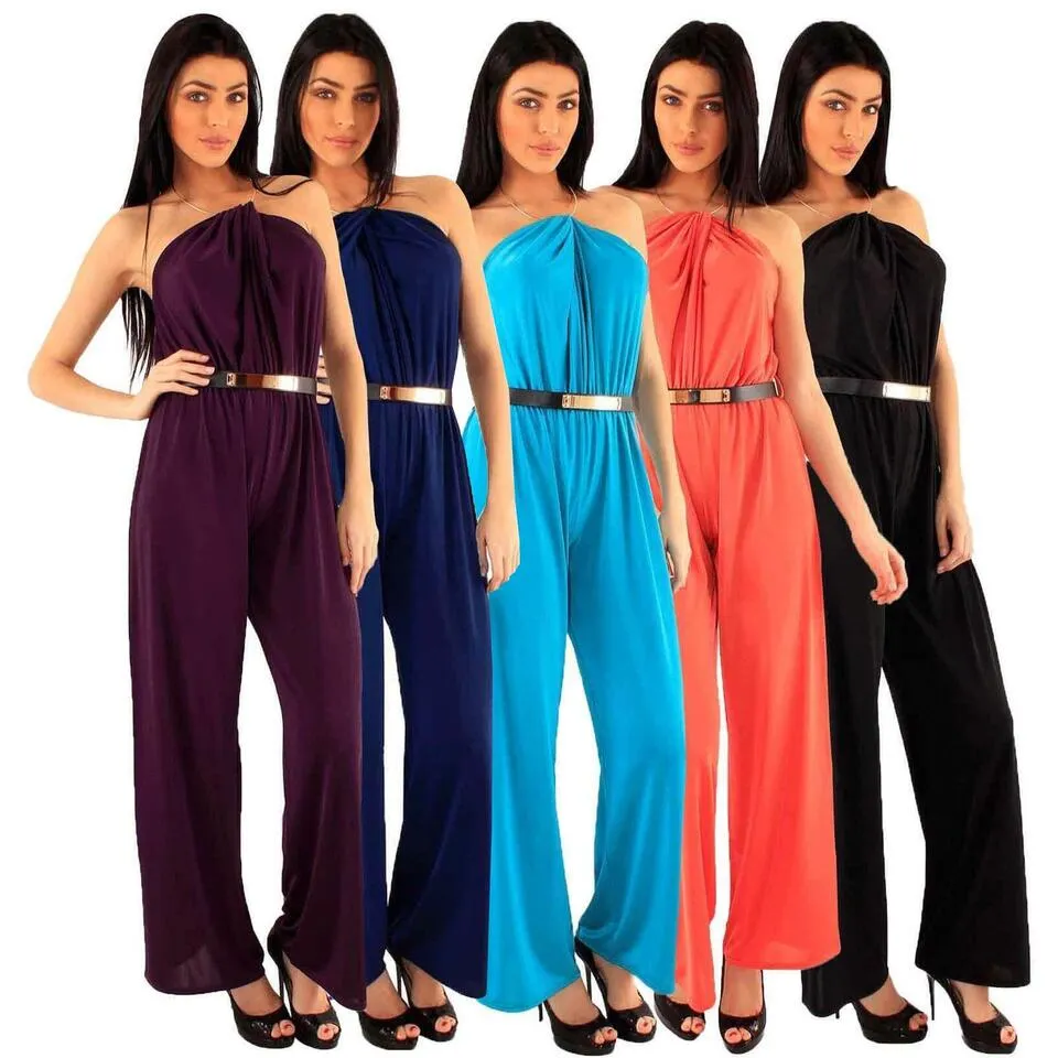 Choker Neck Jumpsuit with Belt