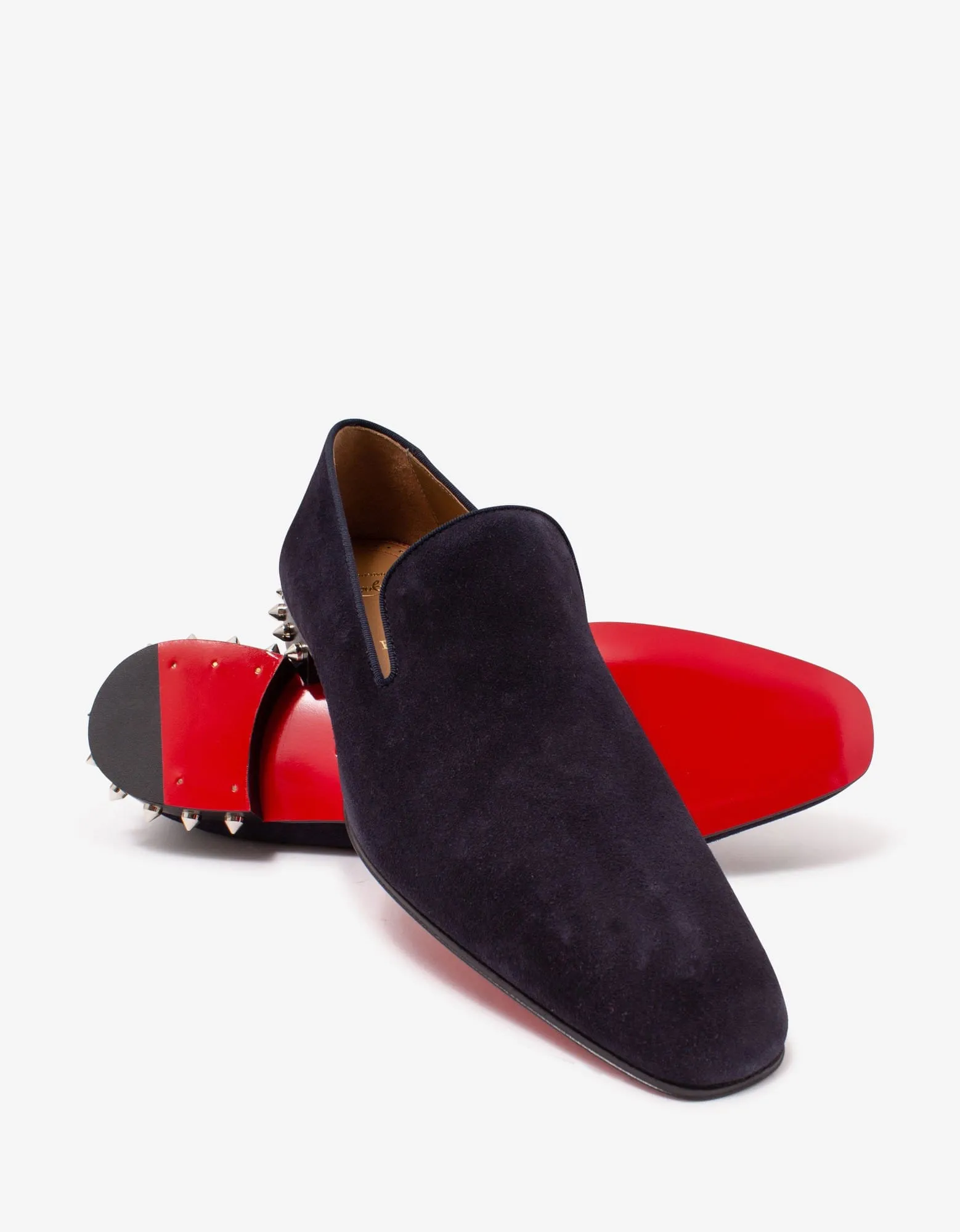 Christian Louboutin Marquees Ocean Blue Suede Leather Loafers -