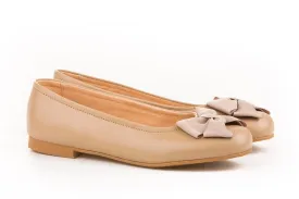 CLEARANCE SALE Angelitos - Girls Leather Ballerina Shoes in CAMEL  IN-STOCK