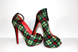 Crystal Plaid Heel: Scotland-Inspired Pumps