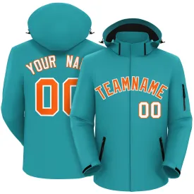 Custom Aqua Orange-White Classic Style Waterproof Jacket