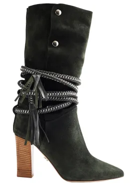 DIONNA DARK GREEN SUEDE BOOTS