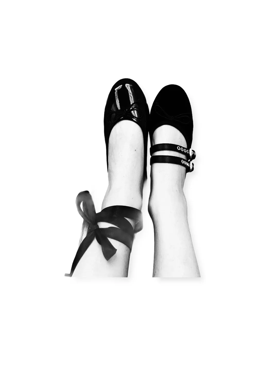 DOLLY VELVET BUCKLE BELT MARY JANES BALLERINAS WITH RIBBONS ( Including FREE Buckle Belt!) black