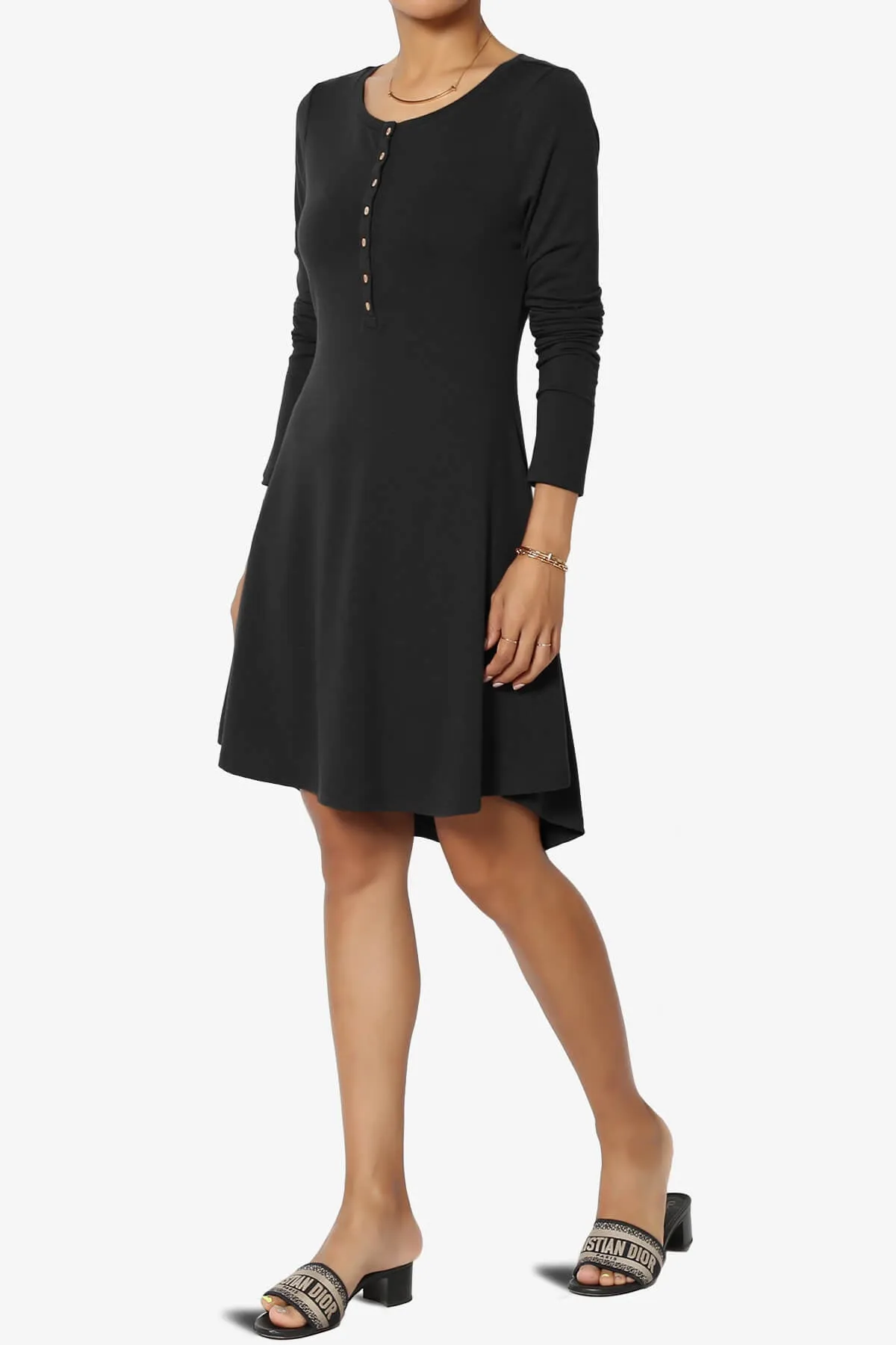 Elysia Long Sleeve Fit & Flare Jersey Dress PLUS