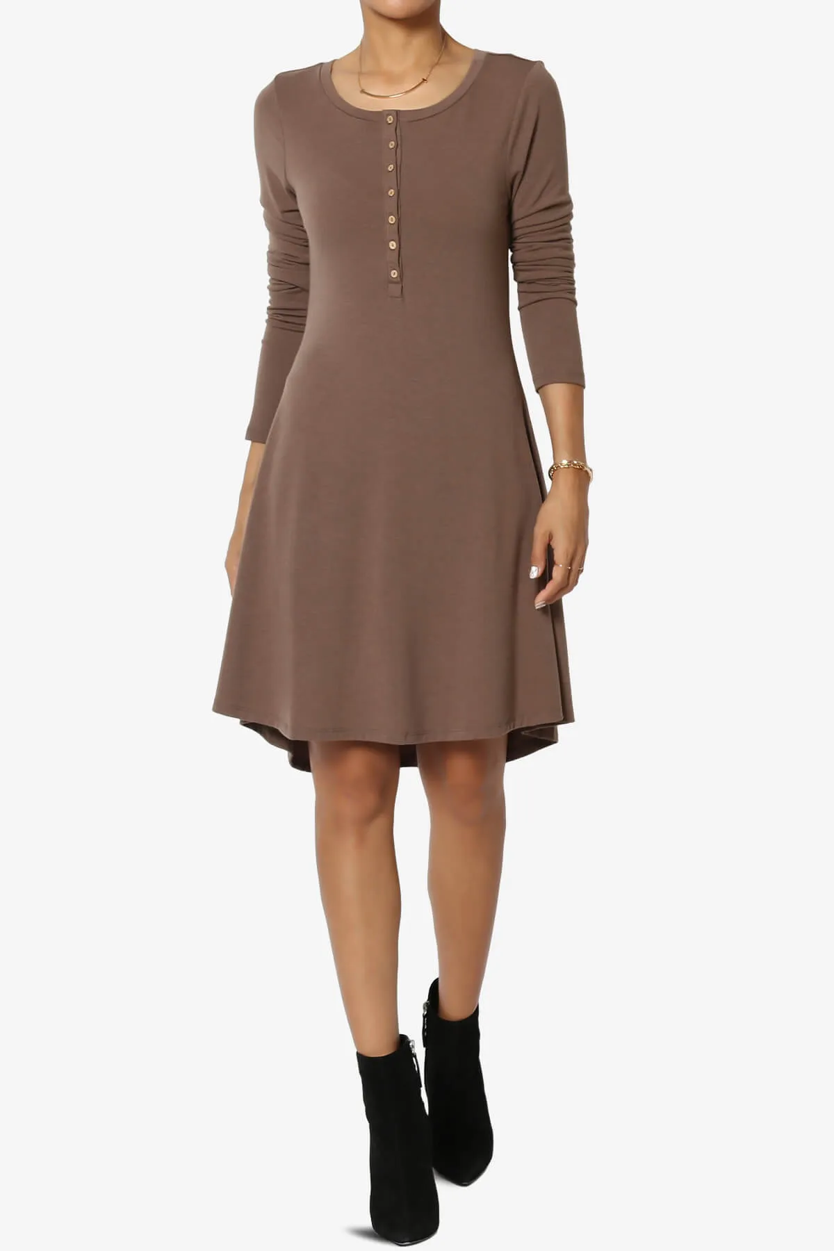 Elysia Long Sleeve Fit & Flare Jersey Dress PLUS