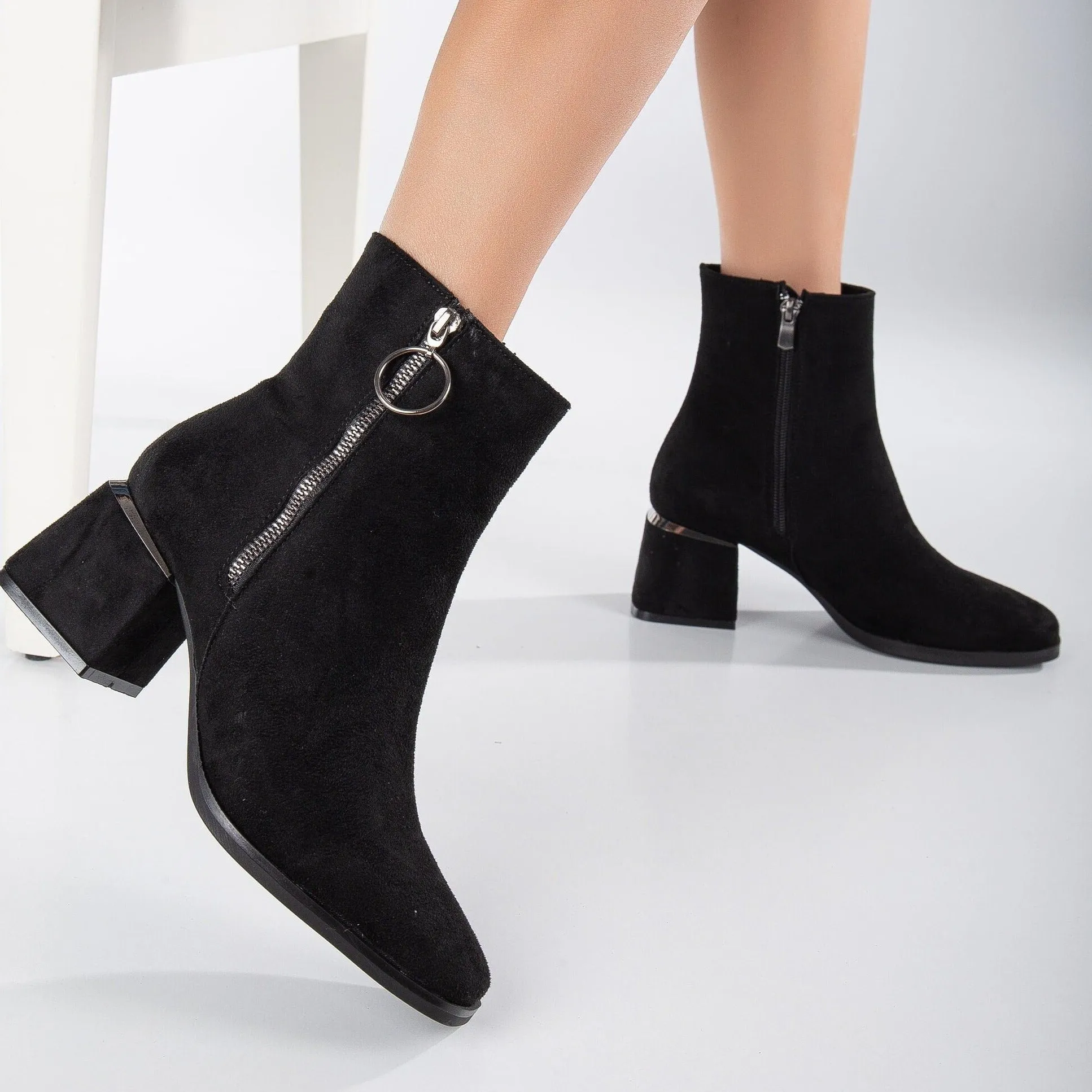 Esme - Black Suede Ankle Boots