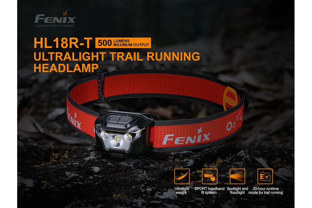 Fenix HL18R-T Lightweight Rechargeable LED Headlamp - 500 Lumens