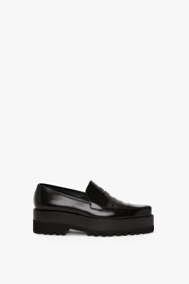 Flatform Loafer In Black Leather