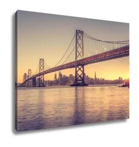 Gallery Wrapped Canvas, Classic Panoramic View Of San Francisco Skyline With Famous Oakland Bay Bridge