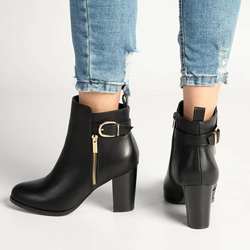 Madison Buzby Block Heel Ankle Boot - Black