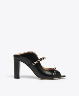 Norah 85 Black Leather Sandals