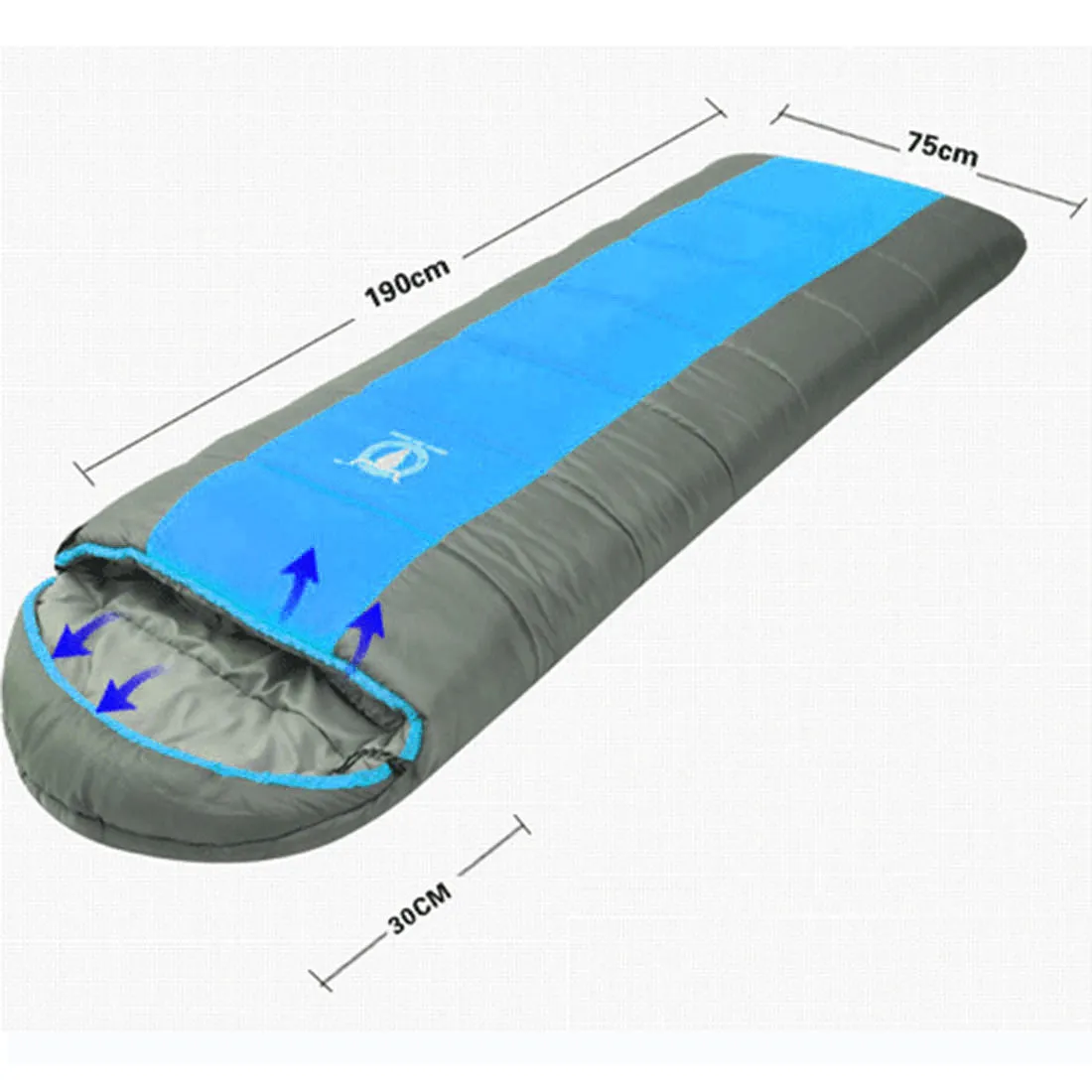 Outdoor Camping Envelope Sleeping Bag Thermal Tent Hiking Winter Single -15°C - blue