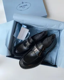 Prada Brushed Leather Loafer (Black)