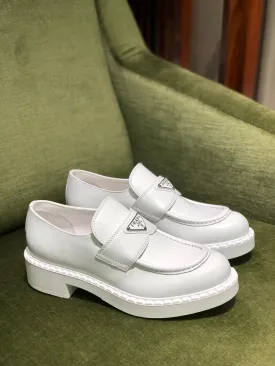 Prada Brushed Leather Loafer (White)