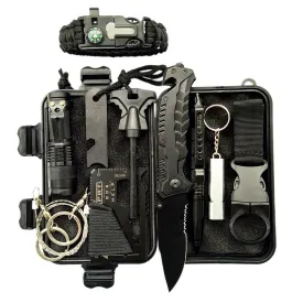 Survival Gear Kit 11 in 1, Professional Outdoor Emergency Survival Kit