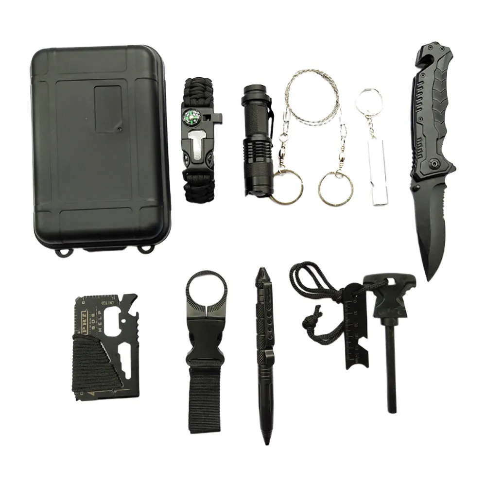 Survival Gear Kit 11 in 1, Professional Outdoor Emergency Survival Kit