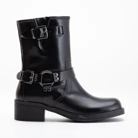 Winona - Black Patent Rider Boots