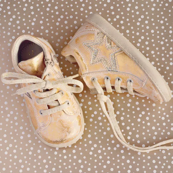 Zecchino d'Oro Girls Brushed Gold Trainer